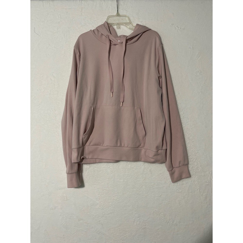 Yogalicious Lux Fleece Rib Coffee Break Hoodie Pink Womens Large Sweatshirt